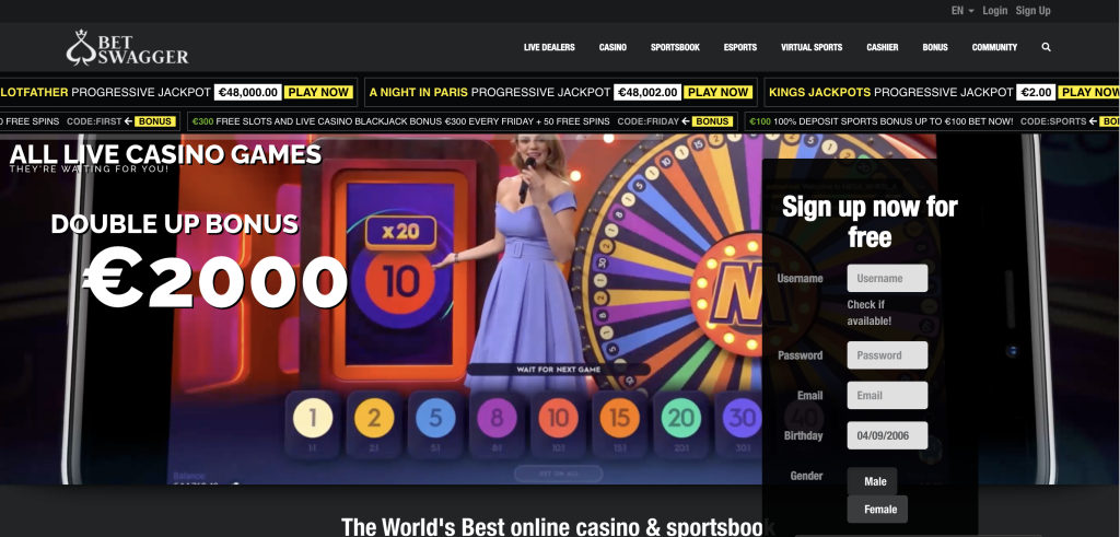 Image of Bet Swagger casino website