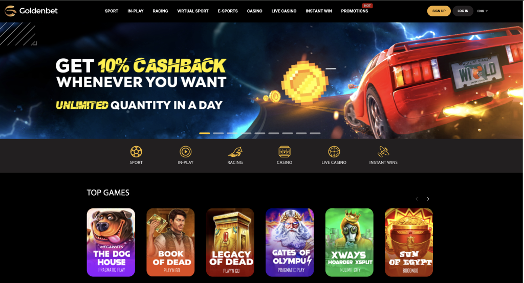 Image of Goldenbet Casino website