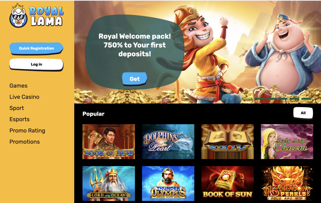 Image of Royal Lama casino Website