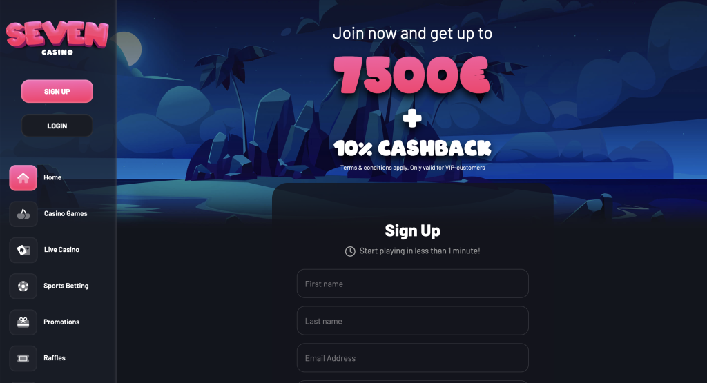 Image of Seven Casino website