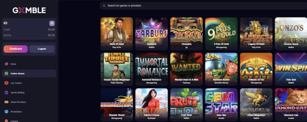 Image of Gxmble Casino Website