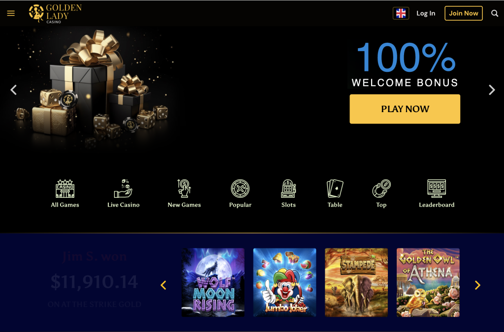 Image of Golden Lady Casino website