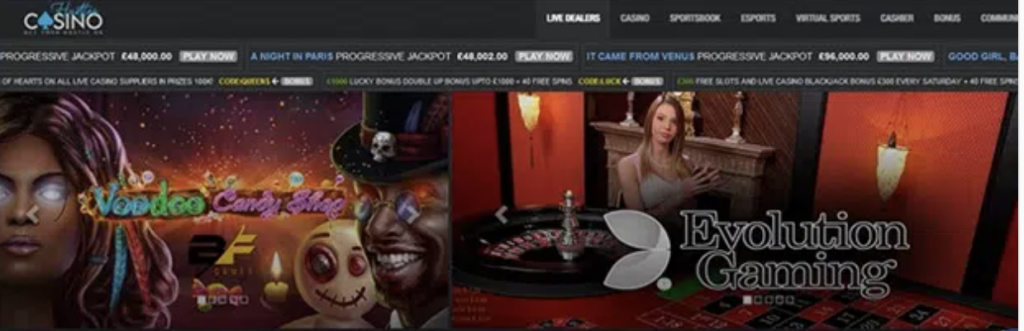 Image of Hustles Casino website