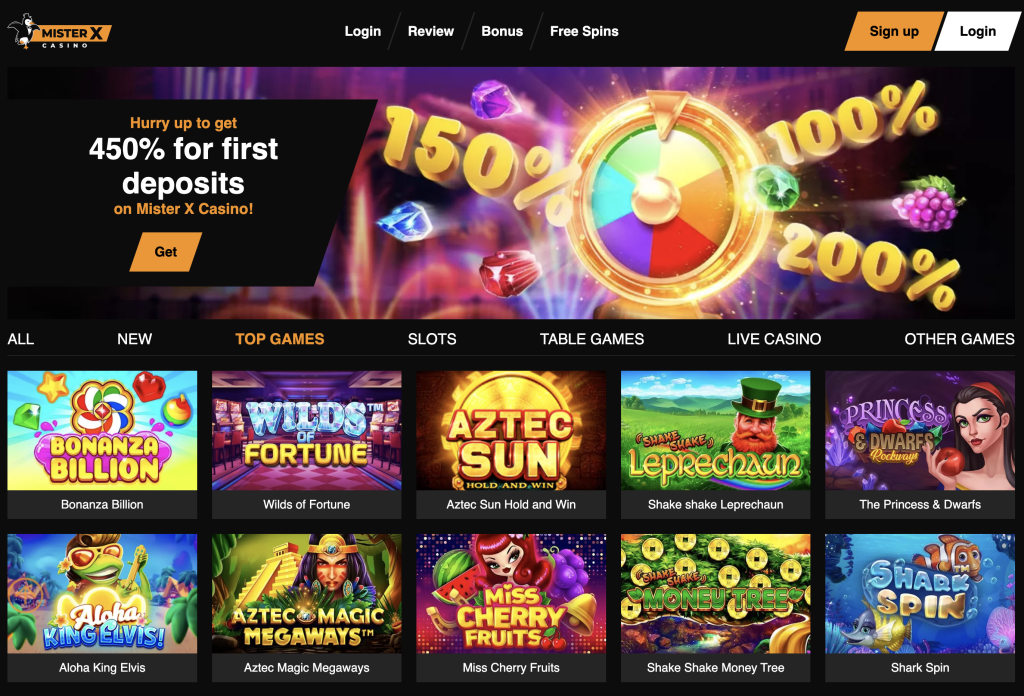 Image of Mister X casino website