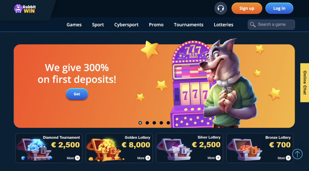 Image of Rabbit Win Casino website