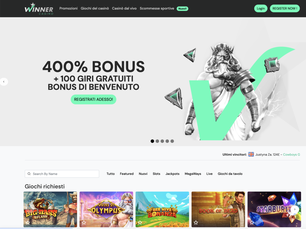 image of winner casino website