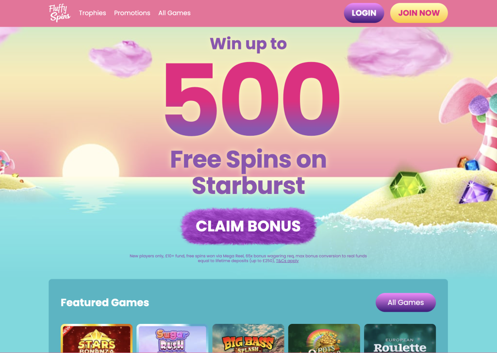 image of Fluffy Spins Casino website