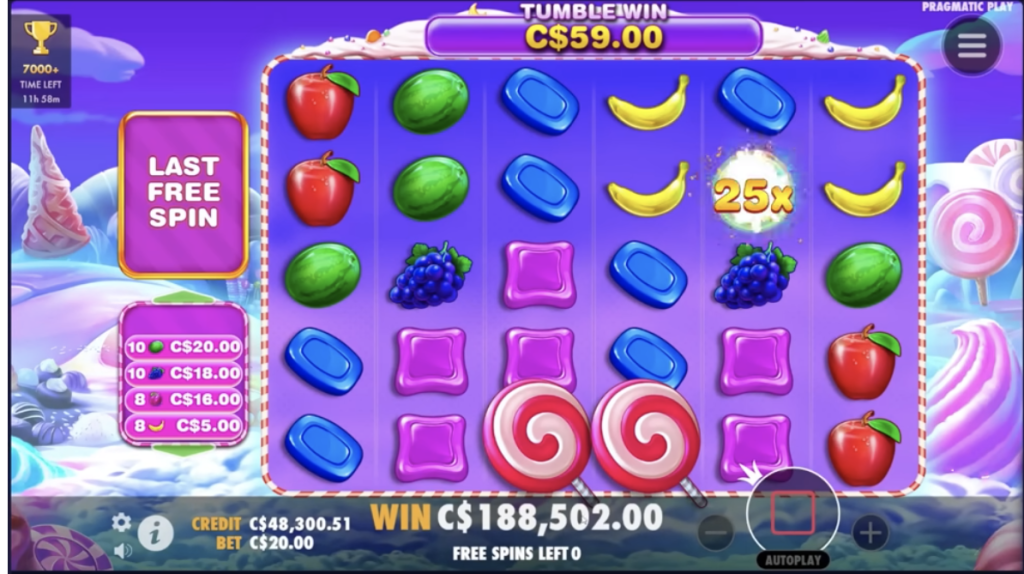 image of sweet bonanza slot gameplay