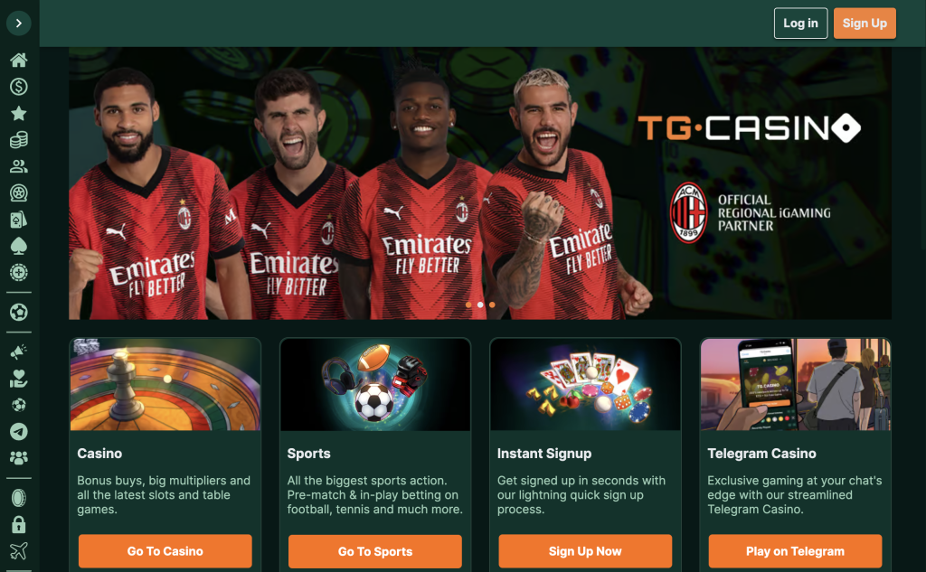 image of tg casino website